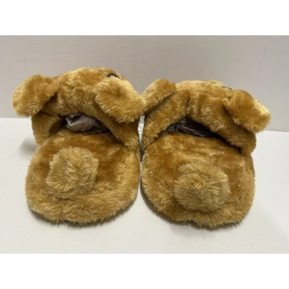 Unbranded size 2/3 plush brown dog slip on house slippers